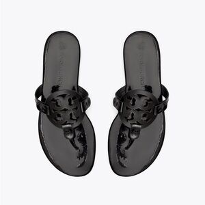 Tory Burch Black Patent Miller Thong Sandals